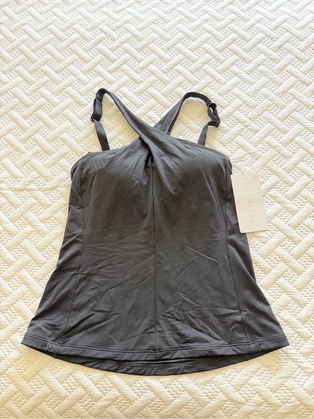 NWT Athleta Black Crossed Tankini Size Medium $84